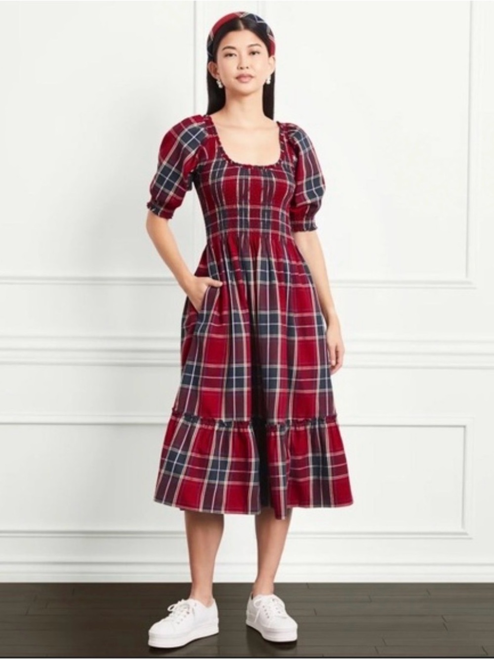 Hill house Louisa dress, medium, red plaid
